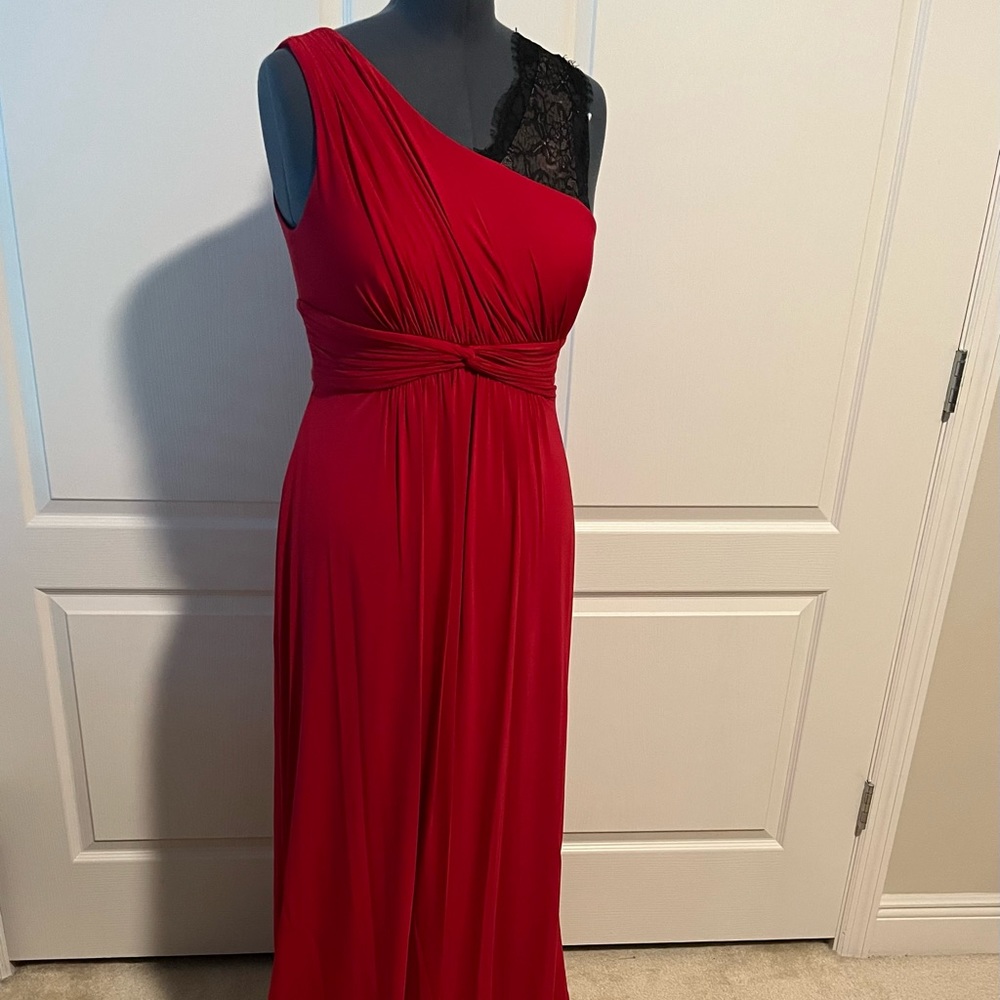 BCBGMaxAzria Red One-Shoulder Maxi Dress